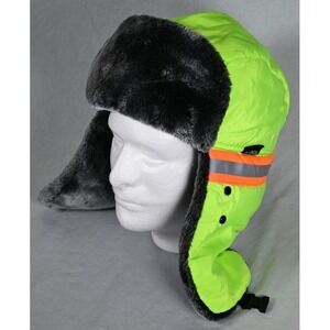 Fenely Hi Vis Reflective Outdoor Trapper Hat Aviator Russian Thermal Cap No Mask